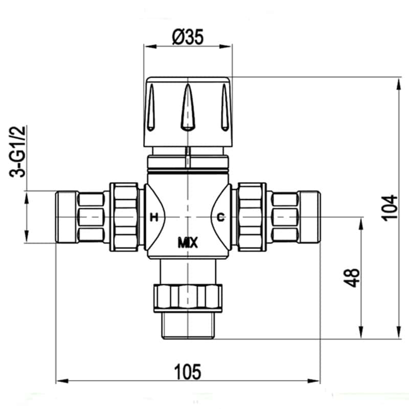 drawing of the thermostatic valve