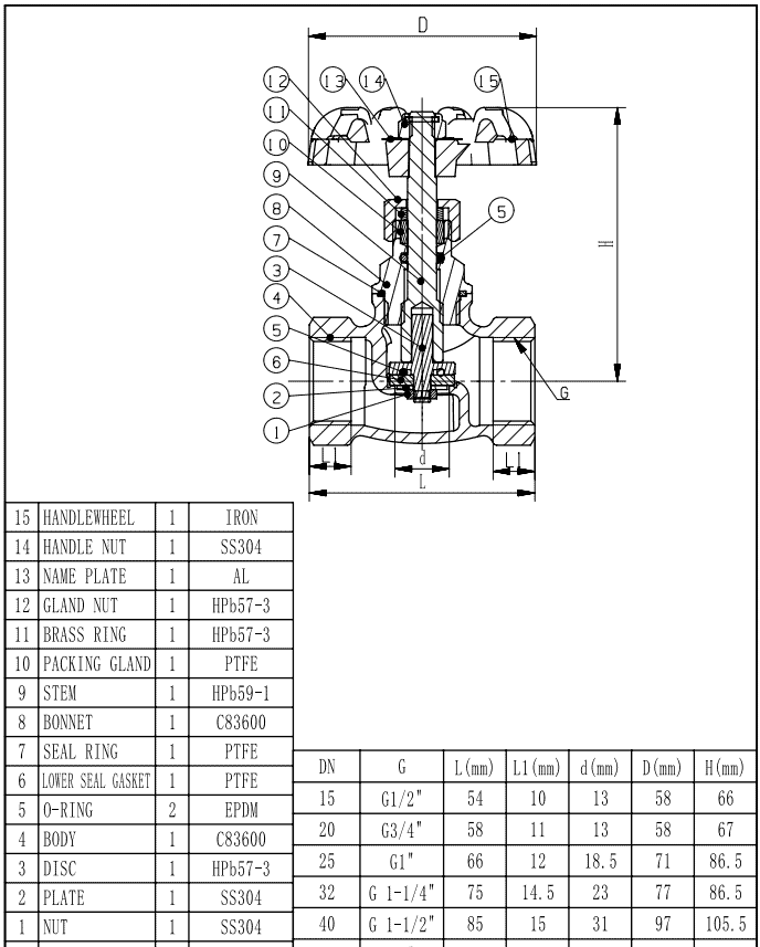 globe valve drawing