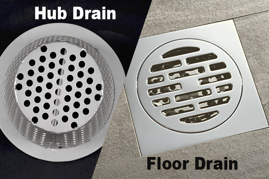 hub drain and a floor drain