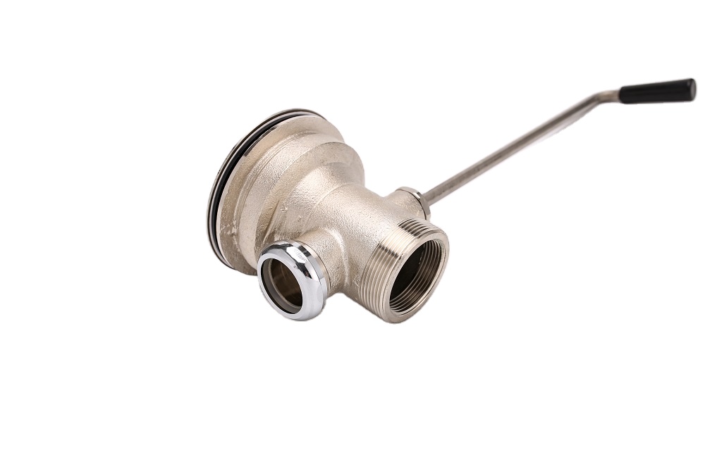 Commercial kitchen twist lever waste drain brass