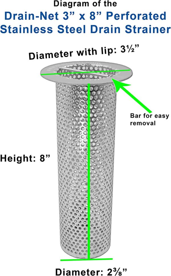 Perforated Stainless Steel Drain dimensions