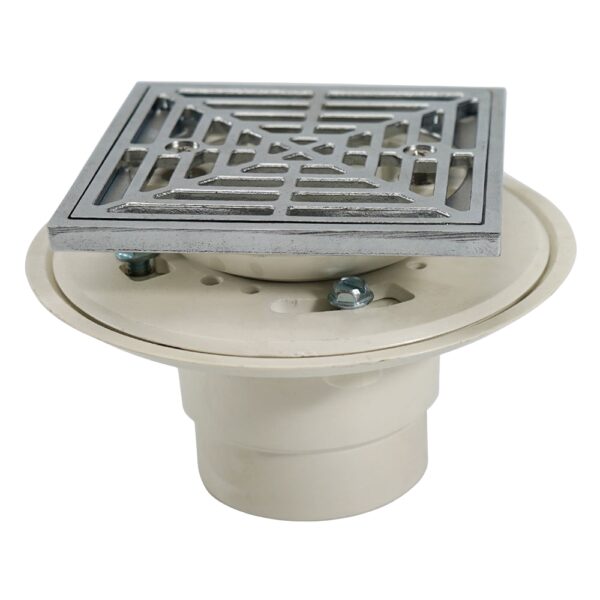 adjustable white pvc shower drain with chrome plated 0899e