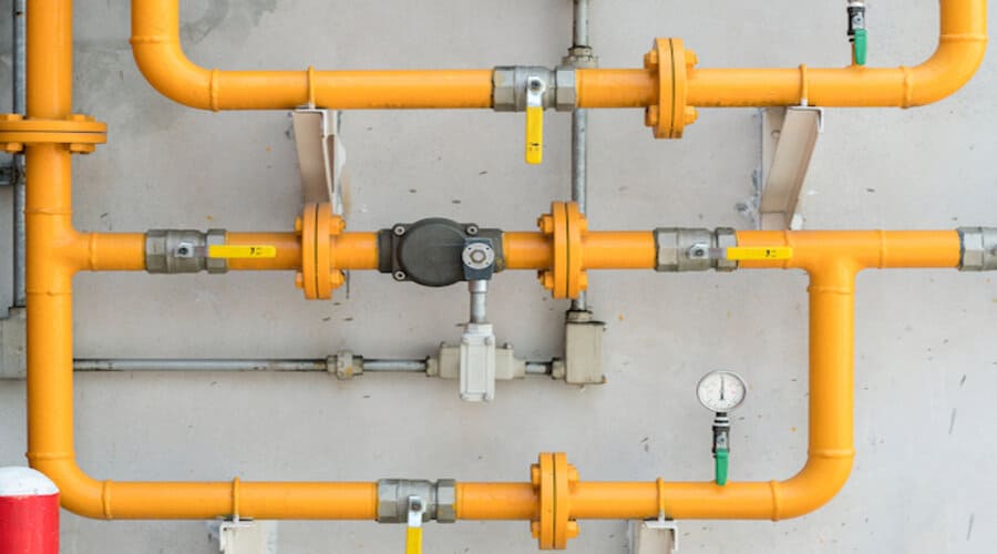 gas valves in pipe line