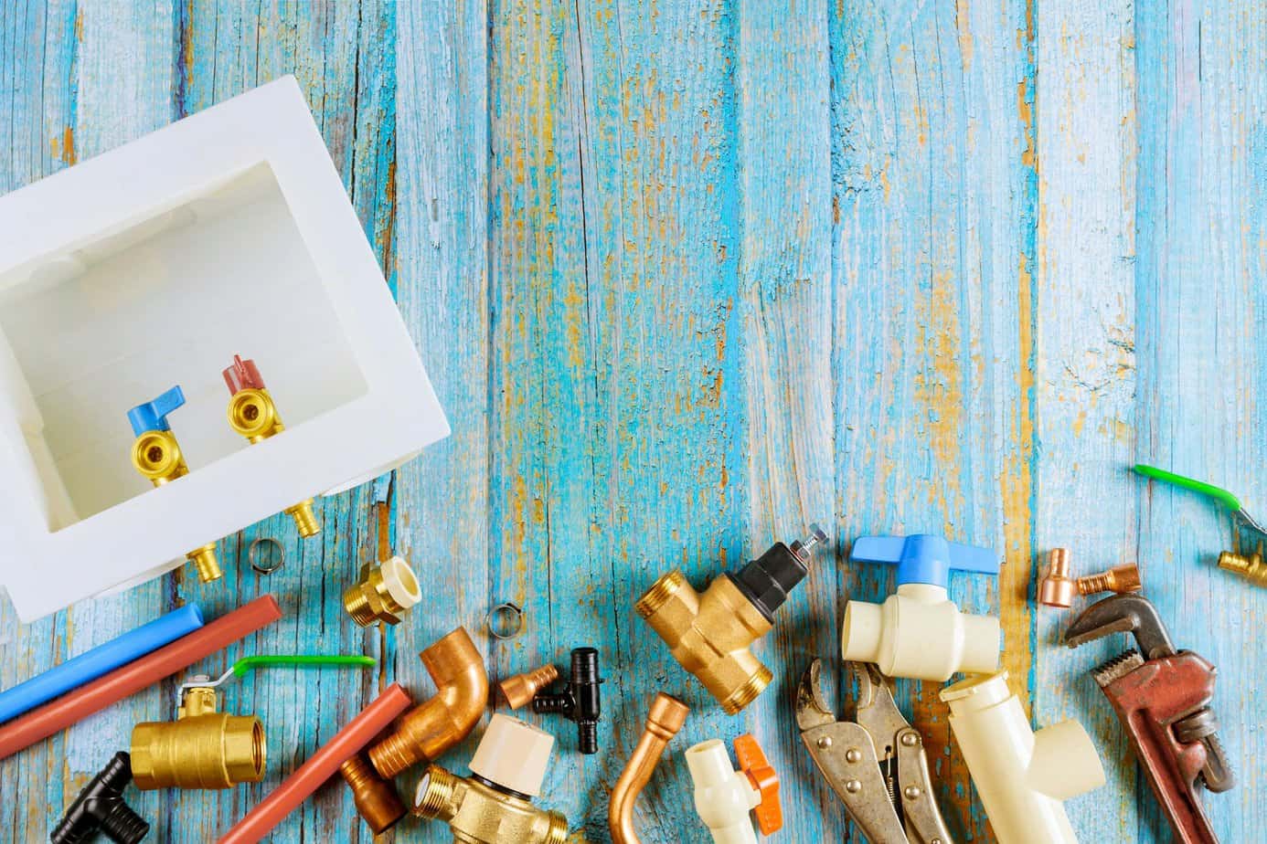 Necessary set of tools for plumbers on a indispensable for master.